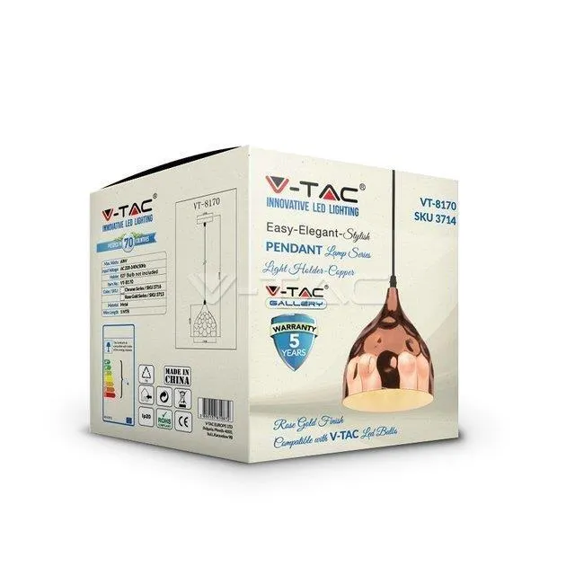Oprawa Zwieszana V-TAC E27 Różowe Złoto FI170 VT-8170 5 Lat Gwarancji