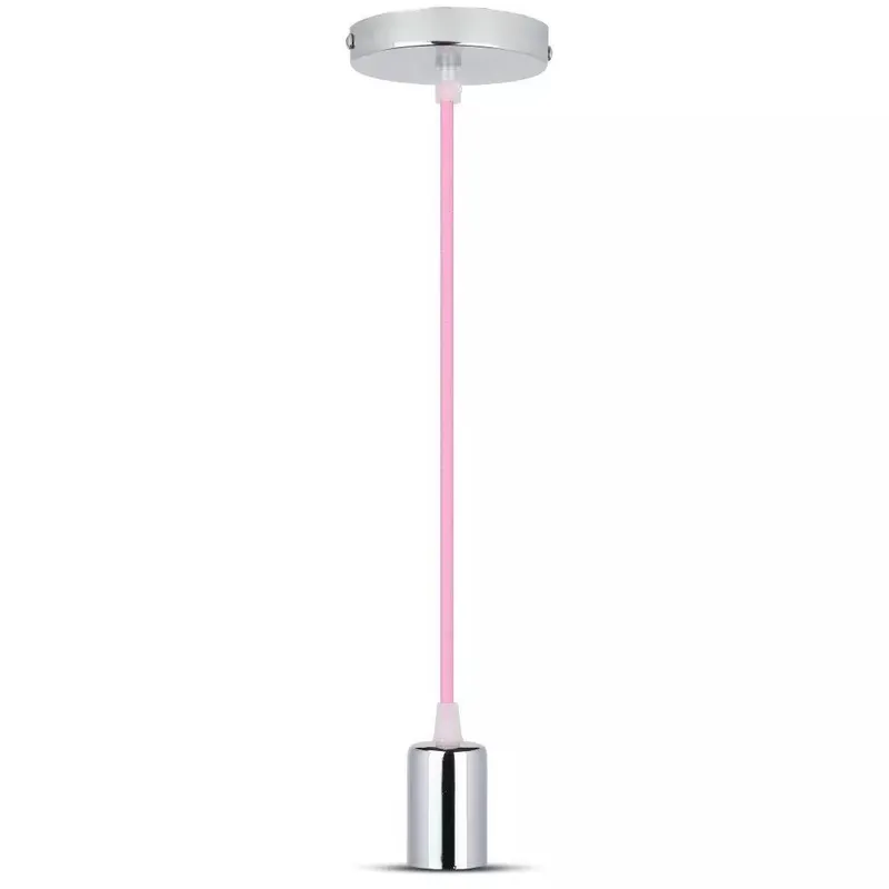 Oprawa Zwieszana V-TAC E27 Chrom Metal Przewód VT-7338-PK 5 Lat Gwarancji - Różowy