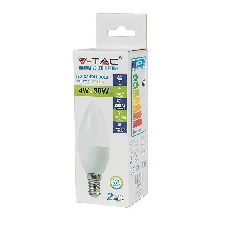 Żarówka LED V-TAC 4W E14 Świeczka VT-1818 4000K 320LM