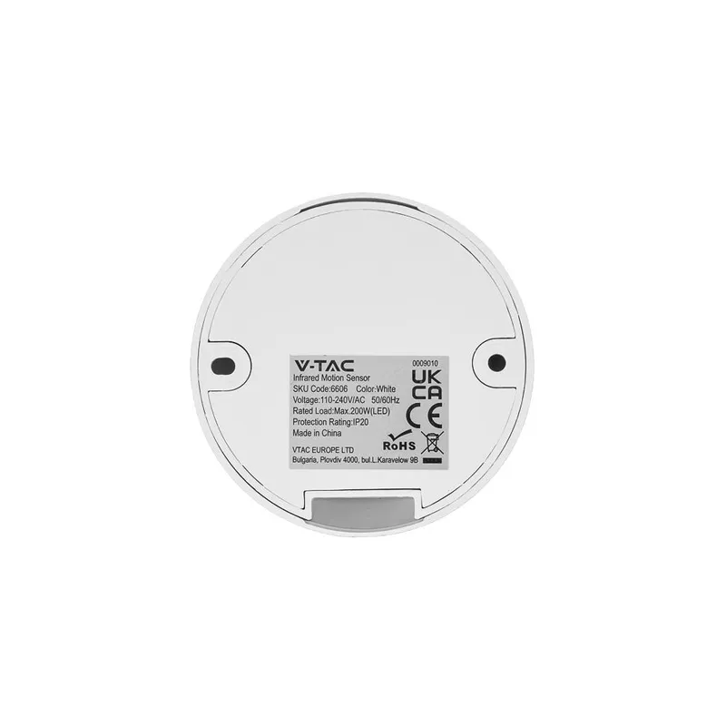 Czujnik Ruchu 360ST Sufitowy FI76 V-TAC VT-8091 - Biały