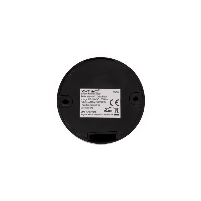 Czujnik Ruchu 360ST Sufitowy FI76 V-TAC VT-8091 - Czarny