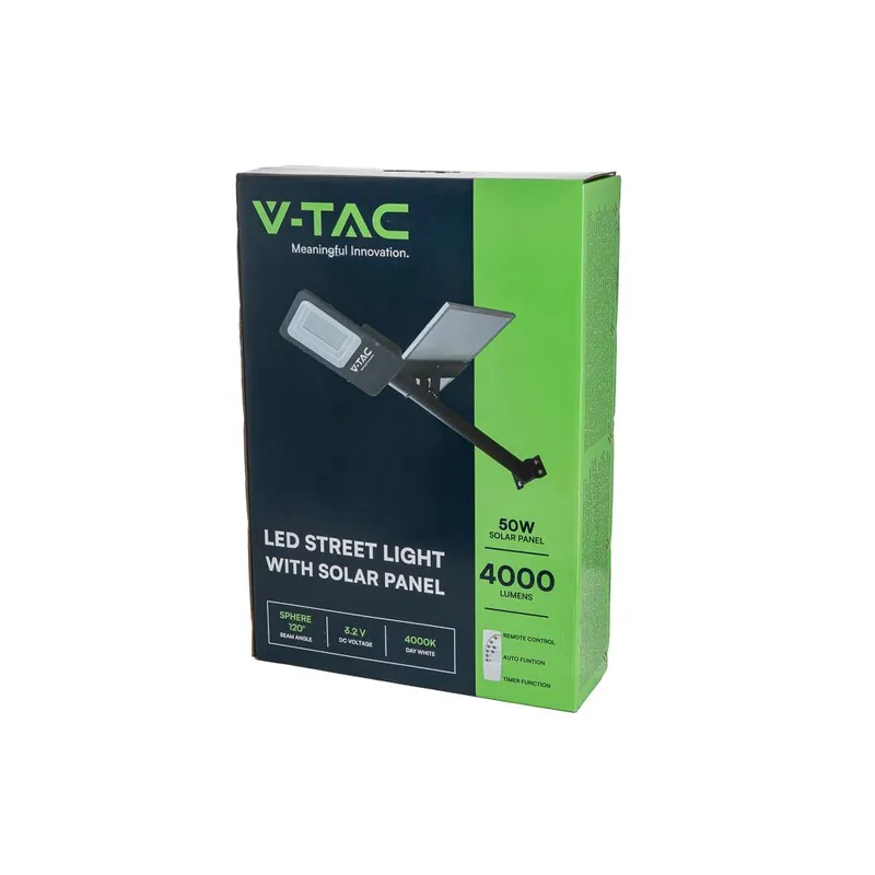 Naświetlacz Oprawa Uliczna Solarna V-TAC 50W LED IP65 VT-ST200 4000K 4000LM