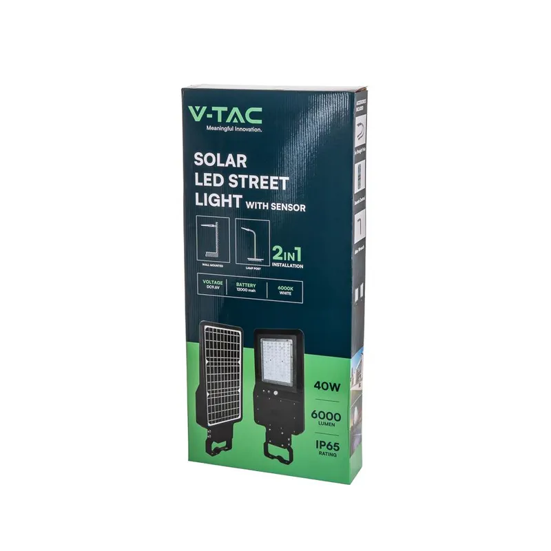 Naświetlacz Oprawa Uliczna V-TAC Solarna 15W LED ST-15 4000K 1600LM - Czarna