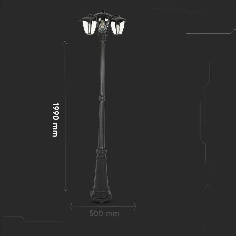 Latarnia Ogrodowa V-TAC 3XE27 1990mm IP44 VT-740 - Czarny