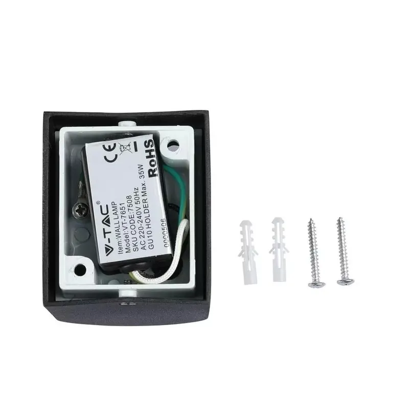 Kinkiet Ścienny V-TAC GU10 Aluminium Okrągły W Dół IP44 VT-7651 - Czarny