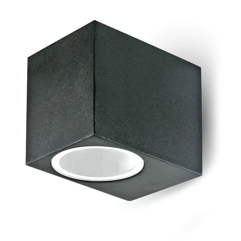 Kinkiet Ścienny V-TAC GU10 Aluminium Kwadrat W Dół IP44 VT-7651 - Czarny