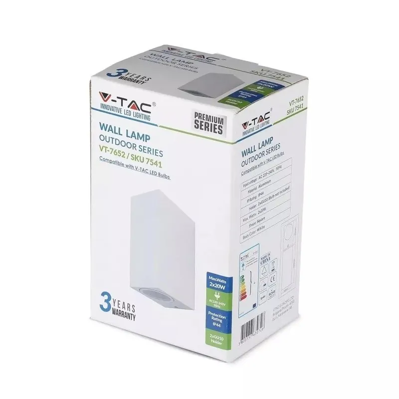 Kinkiet Ścienny V-TAC Kwadrat Góra Dół IP44 VT-7652 3 Lata Gwarancji - Biały