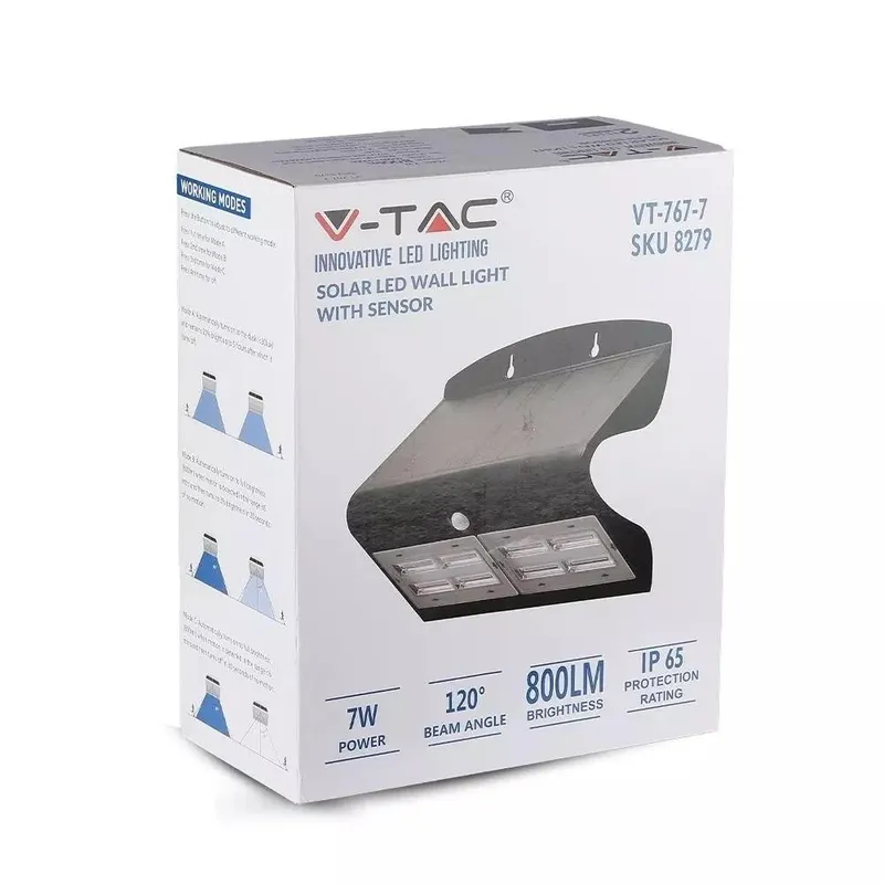 Projektor Solarny 6.8W LED V-TAC VT-767-7 4000K 800LM - Czarny