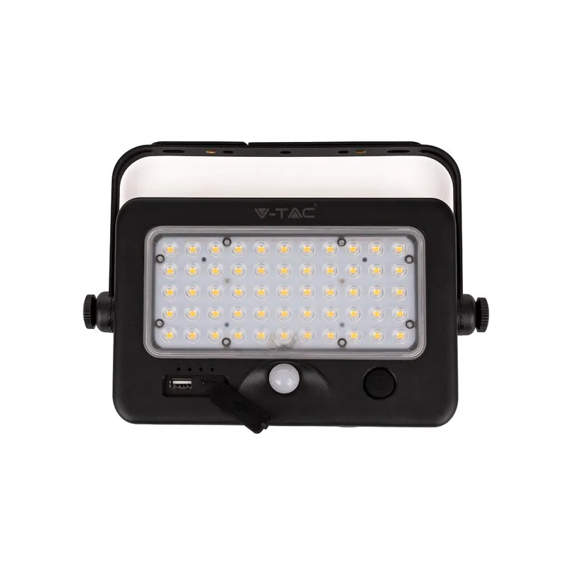 Naświetlacz LED Solarny V-TAC 10W USB IP65 VT-788-10 4000K 1100LM - Czarny