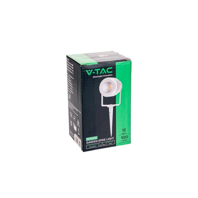 Oprawa Gruntowa Ogrodowa Wbijana LED V-TAC 12W Biała VT-857 Kolor Zielony 720LM