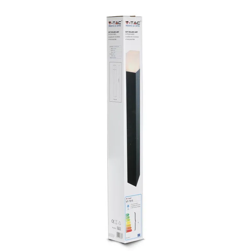 Słupek Ogrodowy V-TAC GU10 Kwadrat Aluminium 80x80x800mm IP54 VT-7615 3 Lata Gwarancji - Czarny