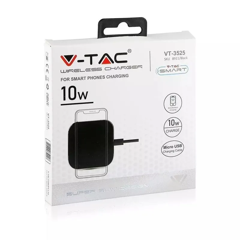 Ładowarka Indukcyjna V-TAC 5W/7,5W/10W 2A VT-3525 - Czarna