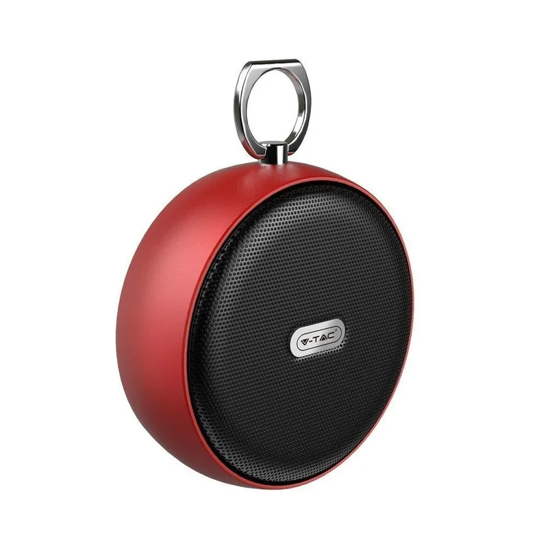 Przenośny Głośnik Bluetooth Micro USB Wysokiej Jakości Przewód 800mAh V-TAC VT-6211 - Czerwony