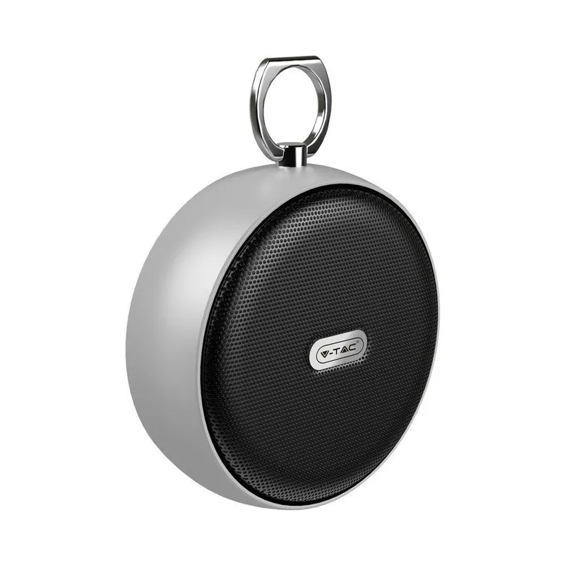 Przenośny Głośnik Bluetooth Micro USB Wysokiej Jakości Przewód 800mAh V-TAC VT-6211 - Srebrny