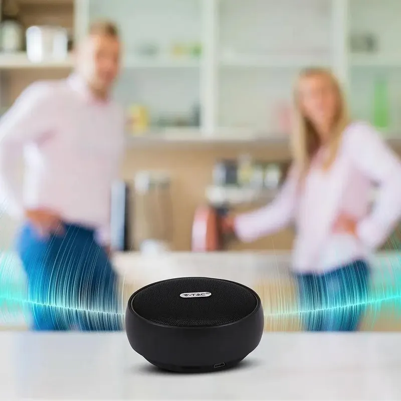 Przenośny Głośnik Bluetooth Micro USB Wysokiej Jakości Przewód 800mAh V-TAC VT-6211 - Czarny