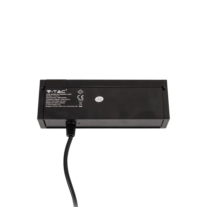 Oprawa Szynoprzewód Magnetyczny 24V V-TAC 15W LED CRI90+UGR19 VT-4315 3000K 1000LM 3 Lata Gwarancji - Czarna