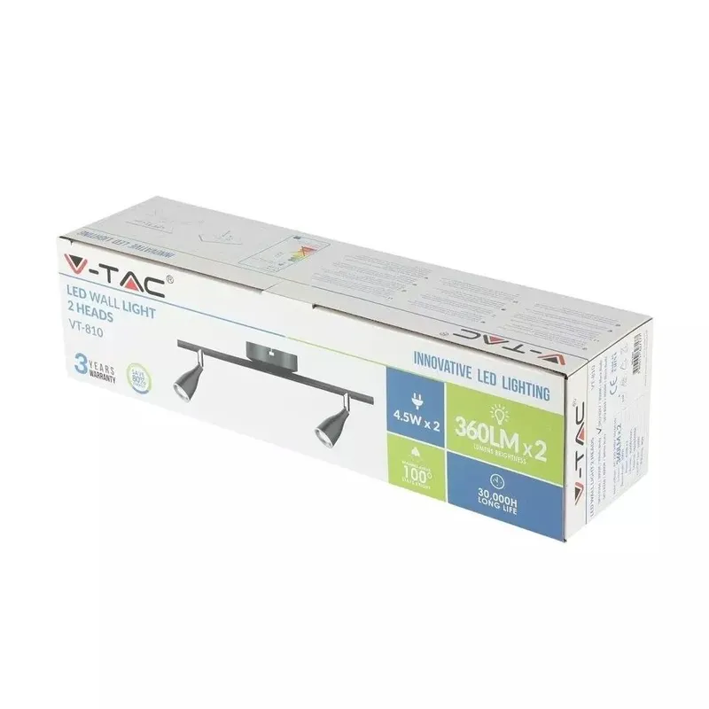 Oprawa Sufitowa Listwa V-TAC 9W LED VT-810 3000K 680LM - Czarna