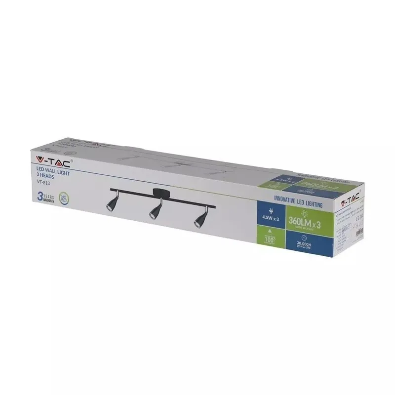 Oprawa Sufitowa Listwa V-TAC 13.5W LED VT-813 3000K 1000LM - Czarna