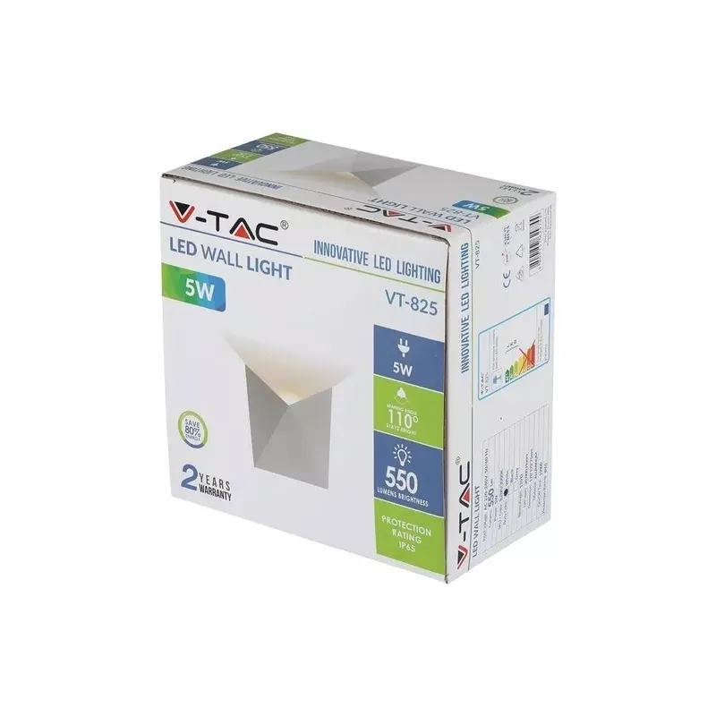 Kinkiet Ścienny V-TAC 5W LED IP65 VT-825 4000K 550LM - Biały