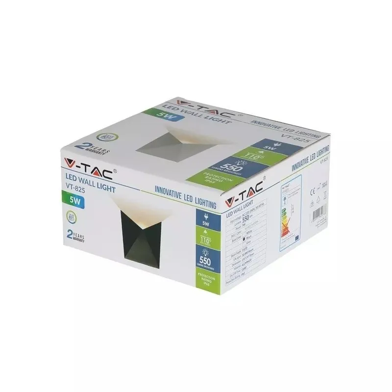 Kinkiet Ścienny V-TAC 5W LED IP65 VT-825 4000K 550LM - Czarny