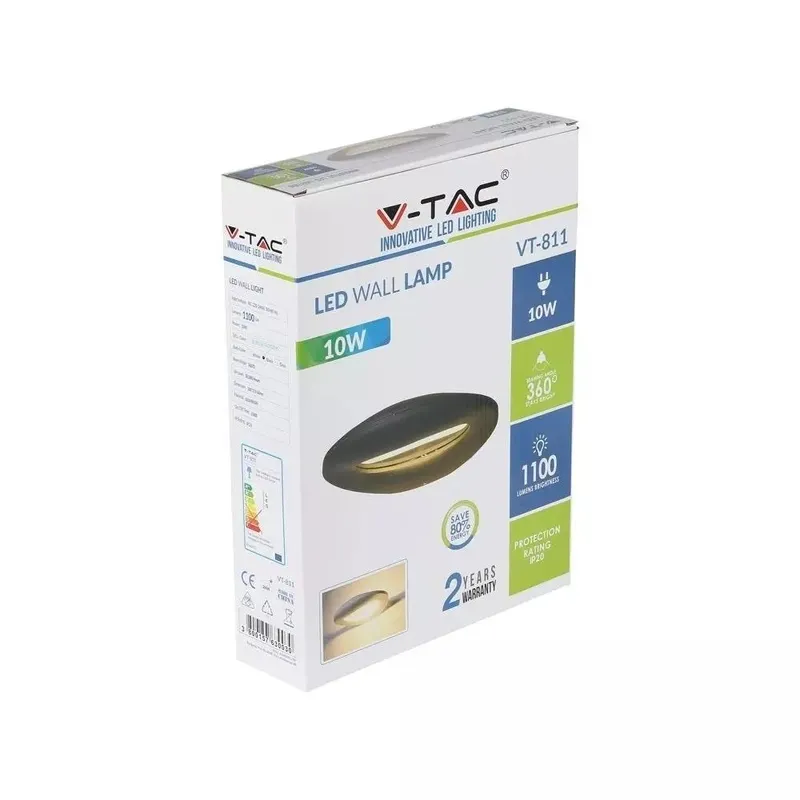 Kinkiet Ścienny V-TAC 10W LED VT-811 3000K 1100LM - Czarny