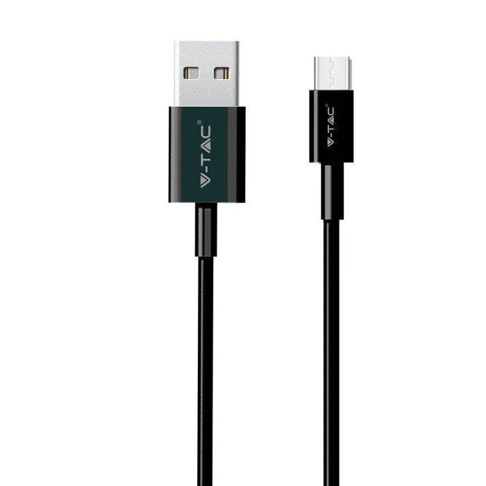 Przewód USB V-TAC Typ C 1m Czarny Seria Srebrna VT-5322