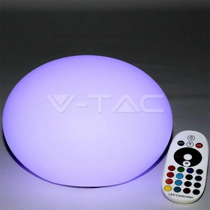 Oprawa Ogrodowa V-TAC LED Kamień Owalny 20cm Ładowanie Pilot IP67 VT-7801 RGBW 18LM