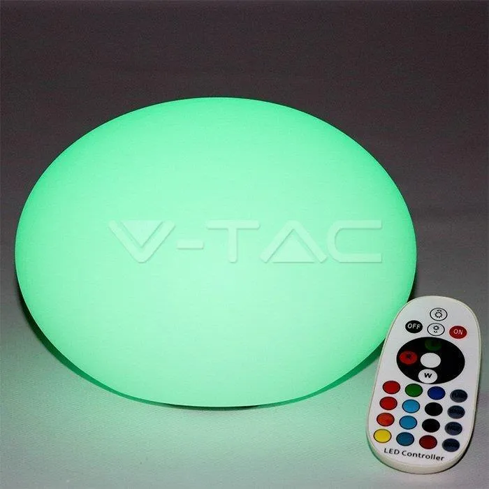 Oprawa Ogrodowa V-TAC LED Kamień Owalny 20cm Ładowanie Pilot IP67 VT-7801 RGBW 18LM
