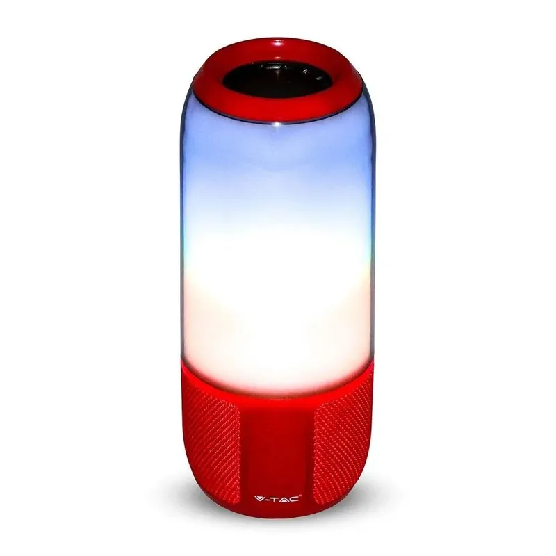 Bezprzewodowy Inteligentny Głośnik LED V-TAC Z Technologią Bluetooth 2x3W USB Micro SD VT-7456 - Czerwony