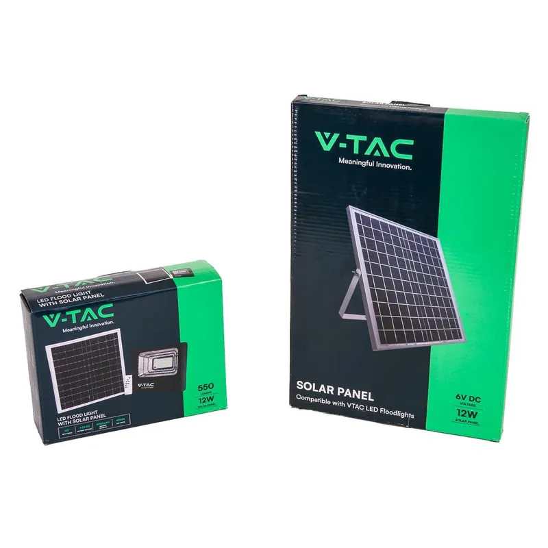 Naświetlacz LED Solarny V-TAC 12W IP65 Pilot Timer VT-25W 4000K 550LM - Czarny