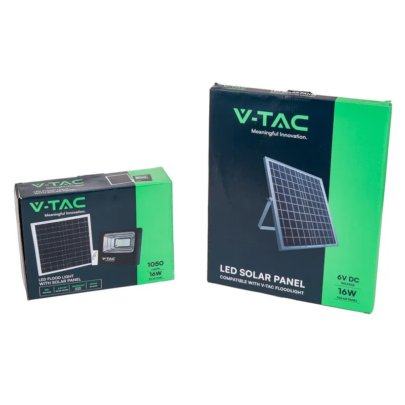 Naświetlacz LED Solarny V-TAC 16W IP65 Pilot Timer VT-40W 4000K 1050LM - Czarny