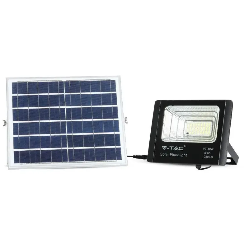 Naświetlacz LED Solarny V-TAC 16W IP65 Pilot Timer VT-40W 4000K 1050LM - Czarny