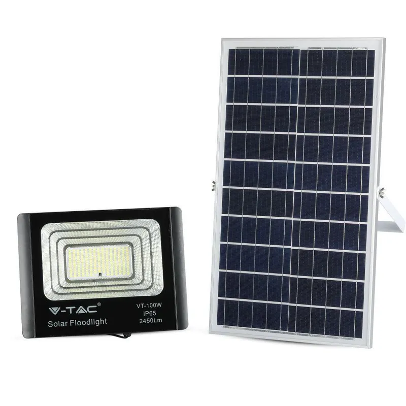 Naświetlacz LED Solarny V-TAC 35W IP65 Pilot Timer VT-100W 4000K 2450LM - Czarny