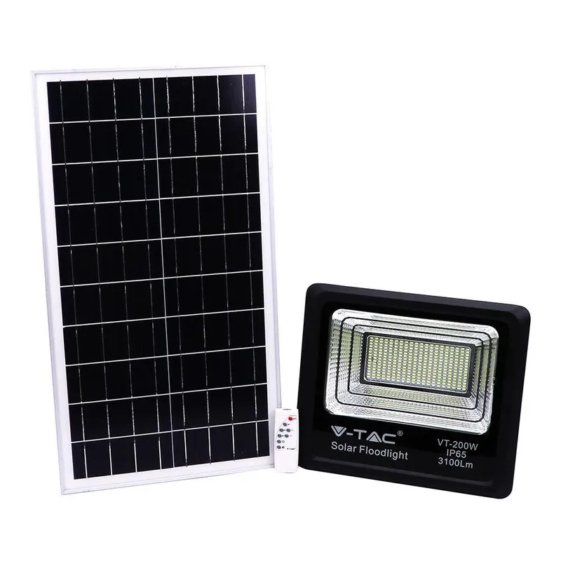 Naświetlacz LED Solarny V-TAC 40W IP65 Pilot Timer VT-200W 4000K 3100LM - Czarny