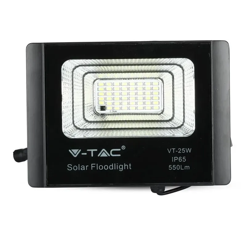 Naświetlacz LED Solarny V-TAC 12W IP65 Pilot Timer VT-25W 6000K 550LM - Czarny