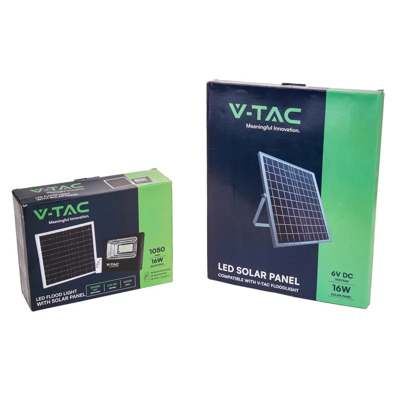 Naświetlacz LED Solarny V-TAC 16W IP65 Pilot Timer VT-40W 6000K 1050LM - Czarny