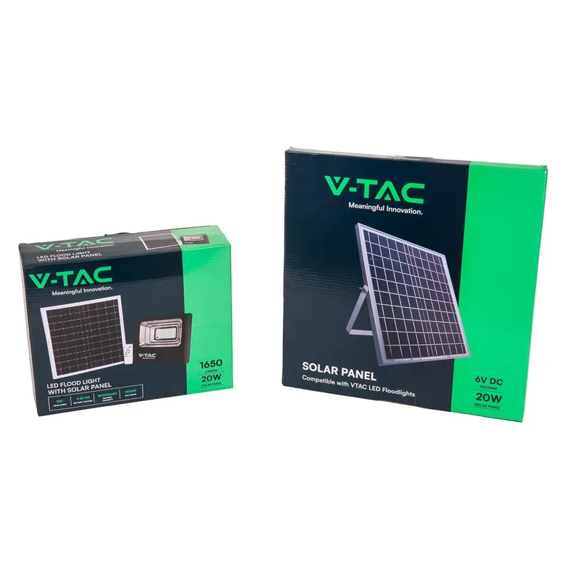 Naświetlacz LED Solarny V-TAC 20W IP65 Pilot Timer VT-60W 6000K 1650LM - Czarny