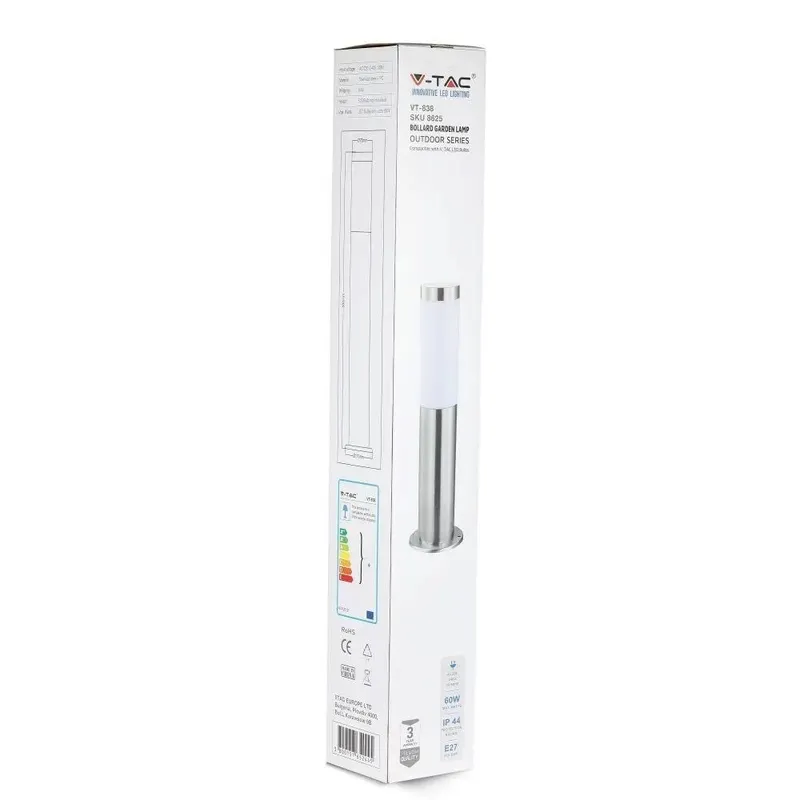 Słupek Ogrodowy V-TAC 80cm Stal Szczotkowana E27 VT-838-80 3 Lata Gwarancji