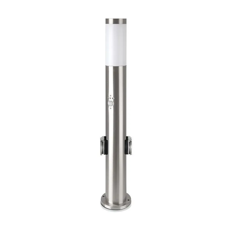 Słupek Ogrodowy V-TAC 60cm E27 Stal Szczotkowana Czujnik Ruchu Gniazda VT-838-60