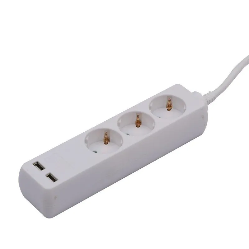 Przedłużacz 3 Gniazda V-TAC 2 Porty USB (3g 1.5MM2 x 1.5m) VT-1124 - Biały
