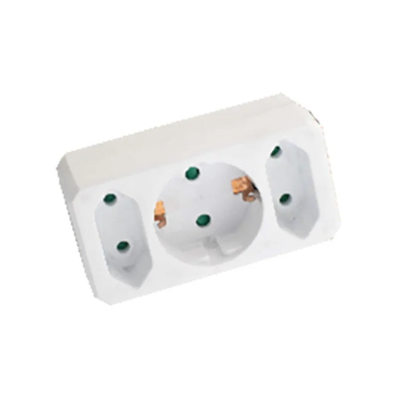 Rozgałęźnik 3X (2+1) 2X Euro 10A 1 x 10/16A 250V V-TAC VT-1005 - Biały