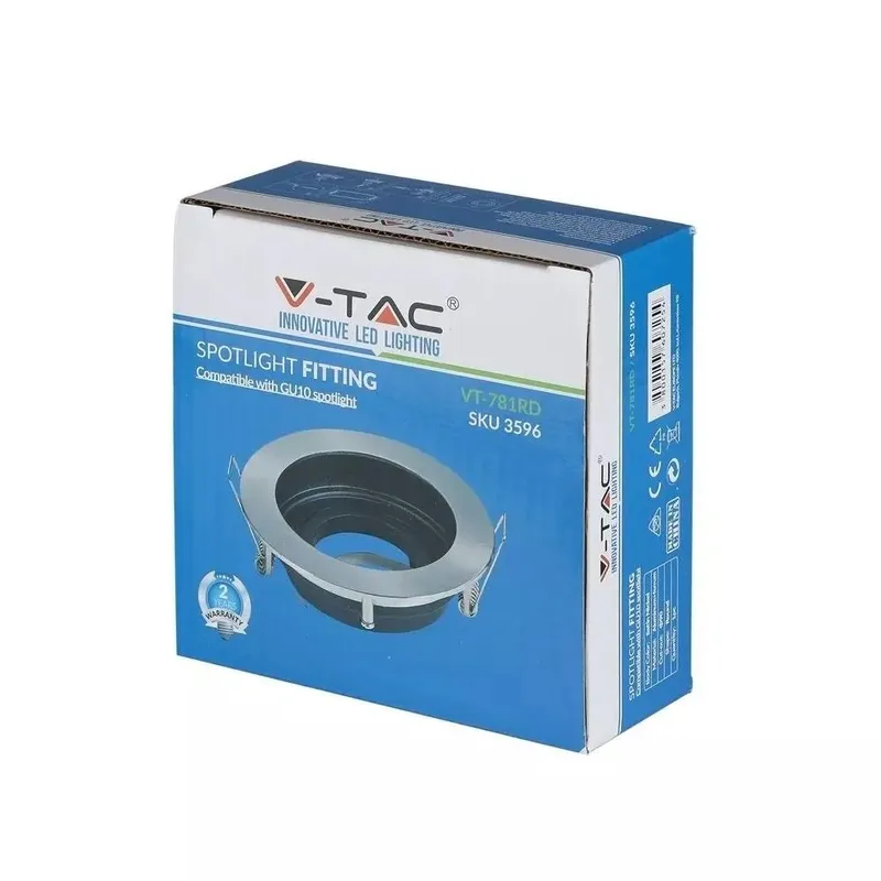 Oczko V-TAC Aluminiowe GU10 Okrągłe Satyna/Czarne VT-781RD-SN