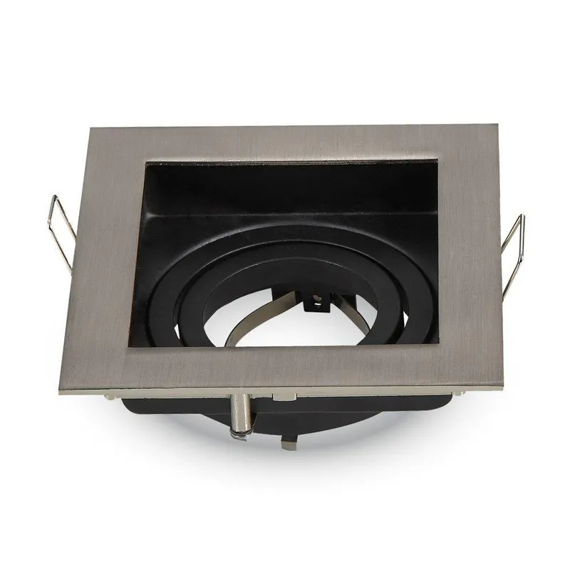 Oczko V-TAC Aluminiowe GU10 Kwadrat Satyna/Czarne VT-781SQ-SN
