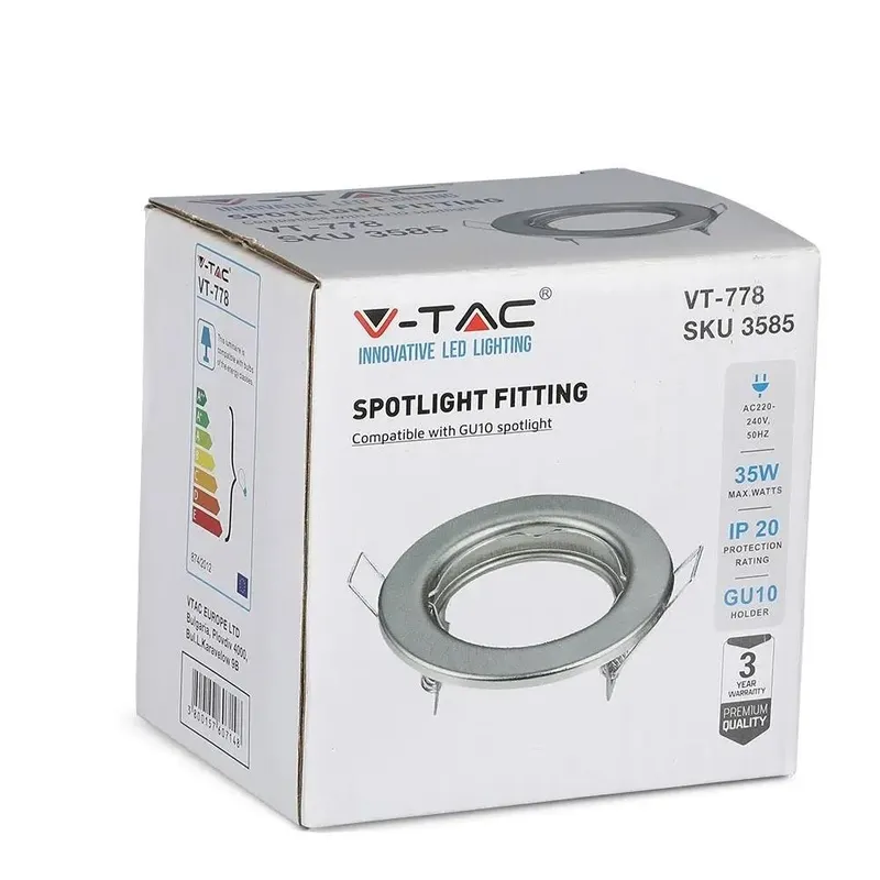 Oczko V-TAC GU10 Okrągłe Stałe Satyna (Opak. 2 Szt) VT-778-SN