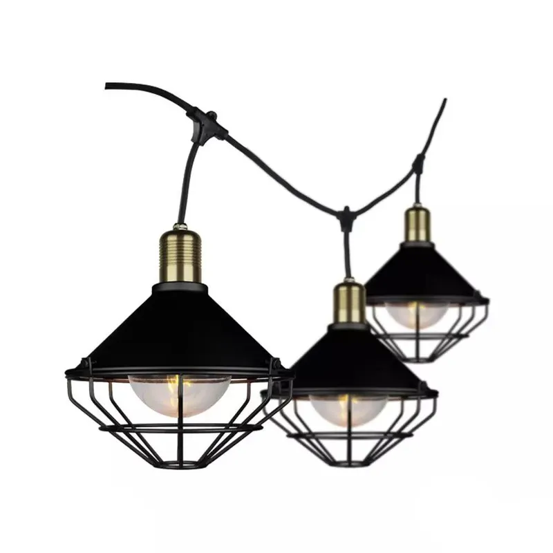 Girlanda Ogrodowa 6XE27 3METRY Czarny MAT Siatka Loft IP65 V-TAC VT-717S 5 Lat Gwarancji