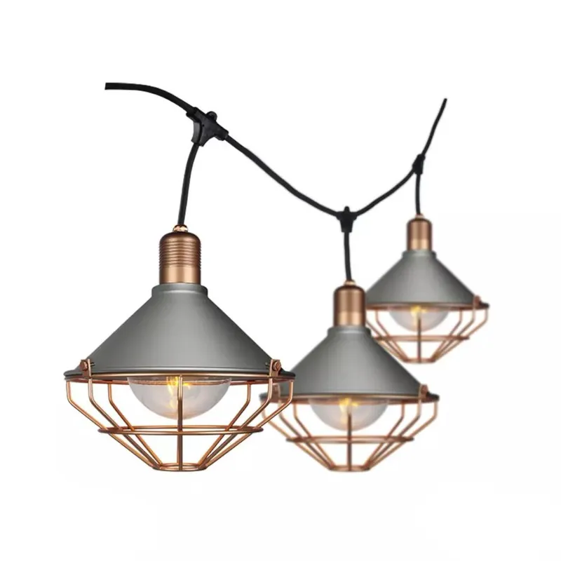 Girlanda Ogrodowa 6XE27 3METRY Miedź MAT Siatka Loft IP65 V-TAC VT-717BS 5 Lat Gwarancji