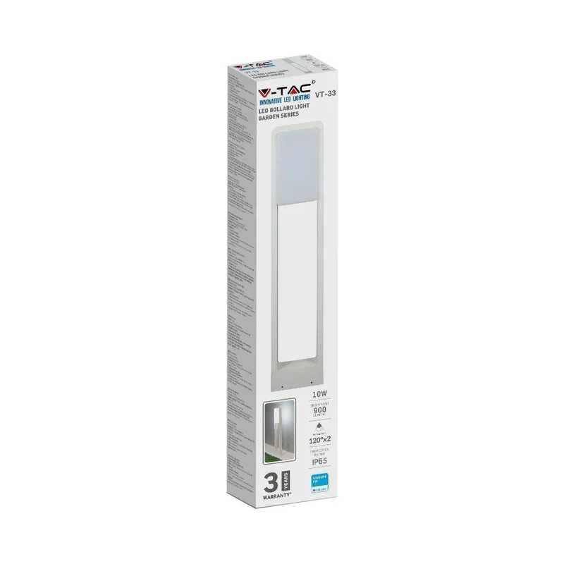 Słupek Ogrodowy V-TAC 10W LED SAMSUNG CHIP IP65 80cm VT-33 3000K 900LM 3 Lata Gwarancji - Biały