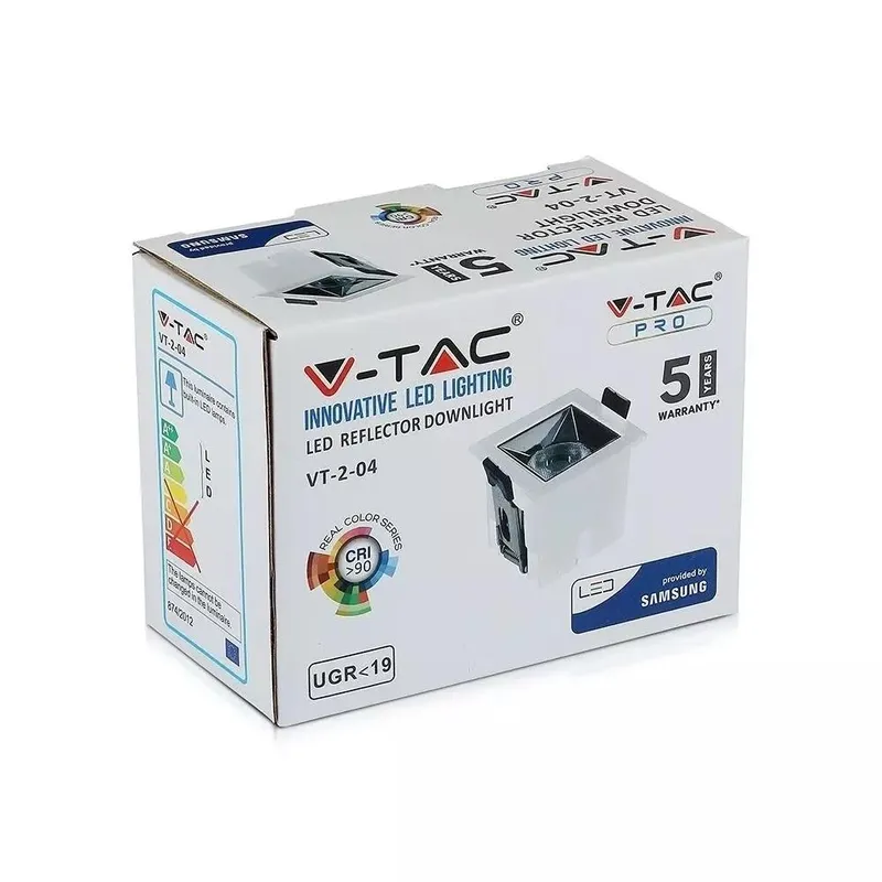 Oprawa V-TAC Downlight SAMSUNG CHIP 4W UGR19 CRI90+12ST VT-2-04 5700K 320LM 5 Lat Gwarancji