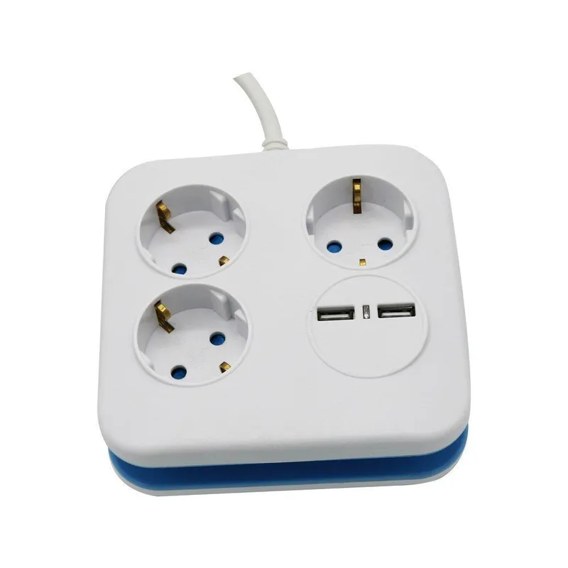 Przedłużacz Kwadrat 3 Gniazda 2 Porty USB 1.55mm 1.4m V-TAC VT-1153-2