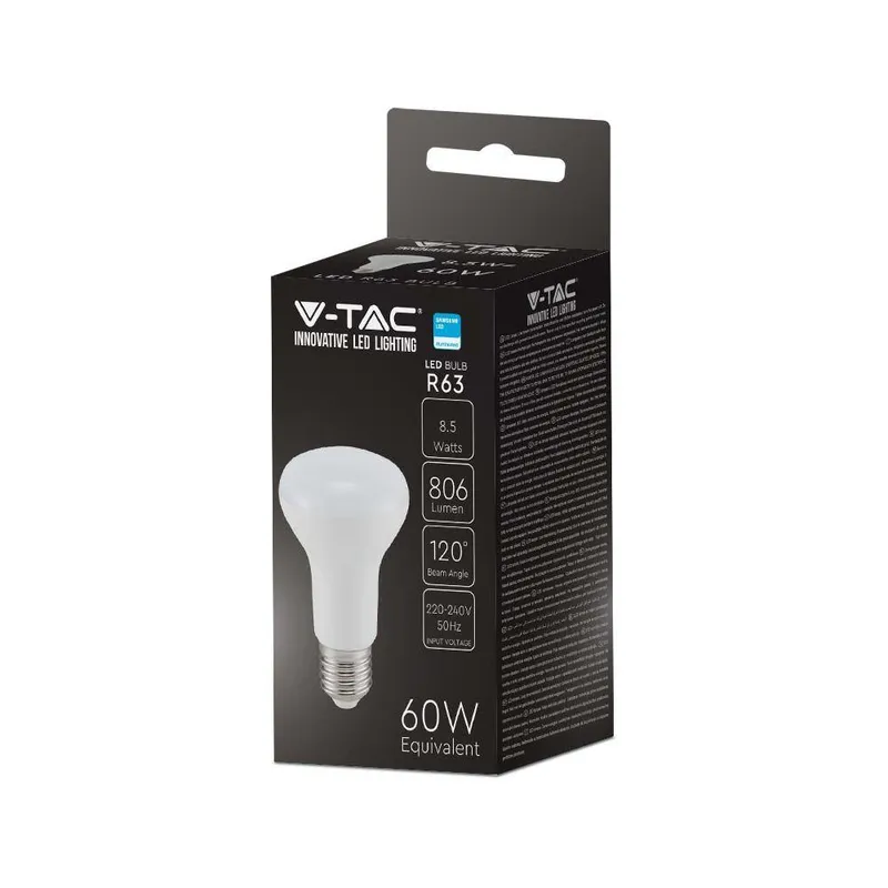 Żarówka LED V-TAC SAMSUNG CHIP 8,5W E27 R63 VT-263 3000K 806LM 5 Lat Gwarancji